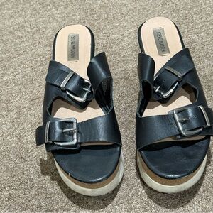 Steve Madden Black Platform Slide Sandals